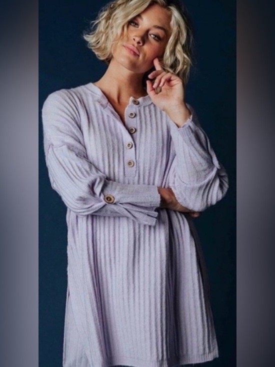 Free People Sweaters - Free people Around  the Clock Light Lavender Ribbed Sweater (oversized)
